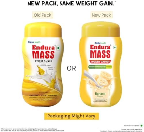 Endura Mass Weight Gainer Powder 500g Banana Flavour | Unique blend of 3 Sources of Protein, Carbs