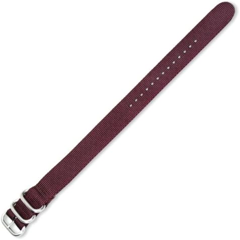 Military Ballistic Nylon Watch Band With Silver Tone Buckle-Choice of Color (Black, Brown, Olive, Black/Grey, Orange, Grey) & Width (18mm, 20mm, 22mm, 24mm, 26mm)