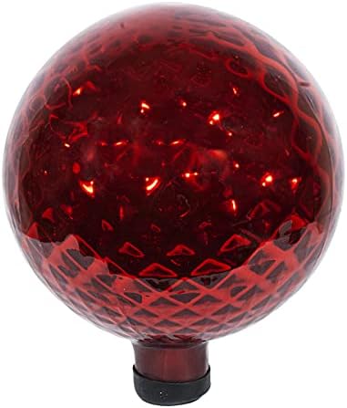 Echo Valley 8815 Diamond Embossed Gazing Globe for Home, Garden, or Patio Decoration, Red, 10 inches
