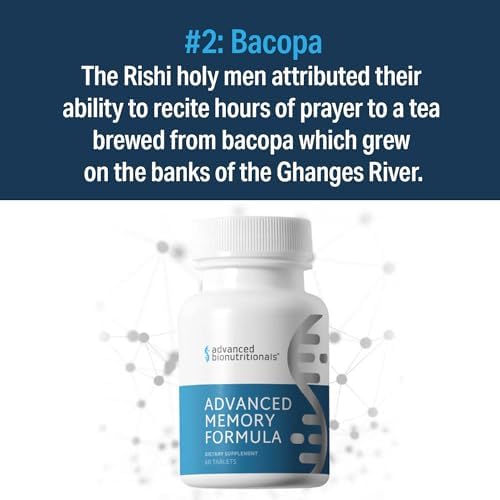 Advanced Bionutritionals Advanced Memory Formula, Brain Booster Supplement for Memory and Focus, Acetylcholine, Alpha-GPC, NeuroFactor, Manufactured in The USA, 60 Tablets