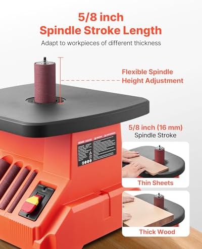 VEVOR Oscillating Spindle Sander, 2400RPM Benchtop Spindle Sander with 6 Sleeves (1/2"-3")
