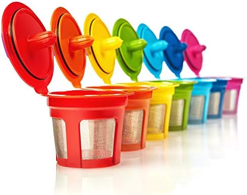 7 Pack Reusable K Cups for Keurig Coffee Makers – BPA-Free Refillable Coffee Pods, 7 Colors – Compatible with Keurig Brewers