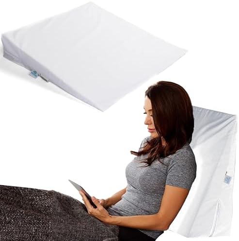 Hermell Bed Wedge Pillow – Supportive Elevated Cushion for Back Pain Relief, Spinal Alignment, Snoring