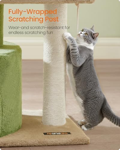 Feandrea Cat Tree, 18.5-in Small Cat Tower, Cute Kittens Condo, Smoky Gray