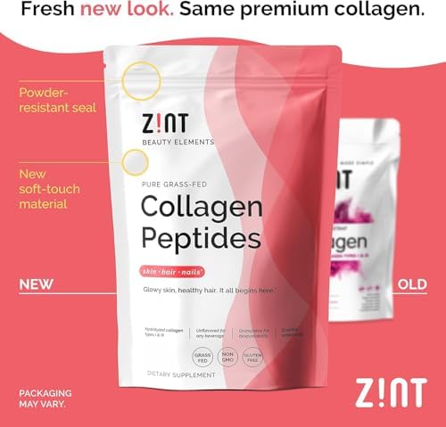 Zint Collagen Peptides Powder (32 oz) | Grass-Fed, Hydrolyzed Type I & III | Supports Skin, Hair, Joints & Gut Health | Rich in Key Amino Acids | Non-GMO, Unflavored