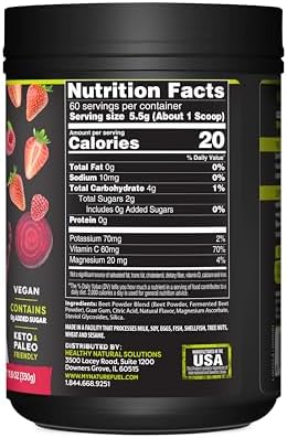 SlimFast Nature Fuel Power Beets Powder, Delicious Mixed Berry, 60 Servings | Concentrated Superfood Supplement, Non-GMO
