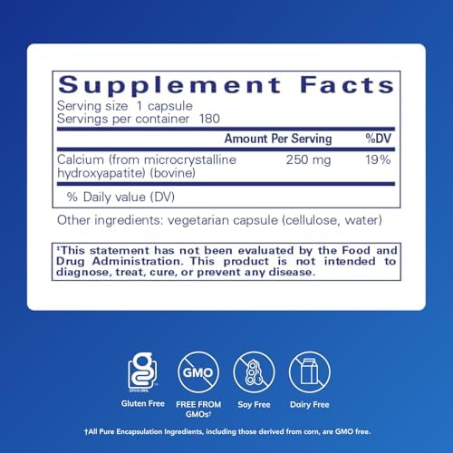 Pure Encapsulations Calcium MCHA | Hypoallergenic Supplement to Support Bones* | 180 Capsules | Hypoallergenic Supplement to Support Bones*