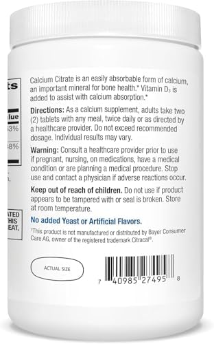 21st Century Calcium Citrate Plus D3 Maximum - 630 mg Calcium, Bone Health Support, Easily Absorbable, Gluten Free, Non-GMO, Compare to Citracal +D3, 400 Tablets