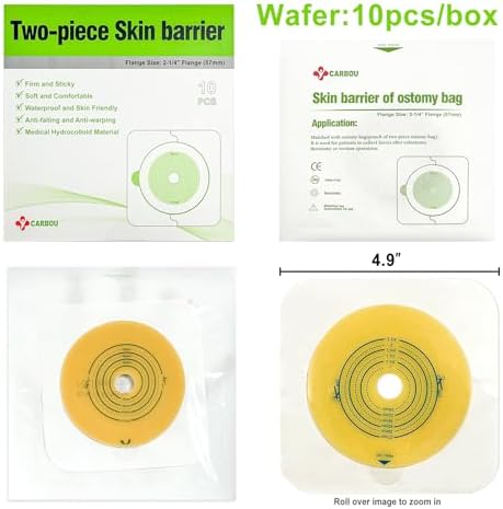 Carbou CARBOU Adhesive Skin Barrier with Non-Woven Border,10Pack | Comfortable and Soft, for Two-Piece Colostomy Bags (10 Count (Pack of 1))