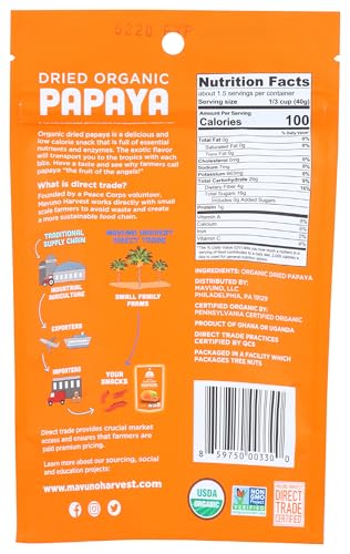 Mavuno Harvest Dried Papaya, Organic, 2 Oz