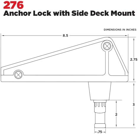 Scotty #276 Anchor Lock, w/ 0241 Side / Deck Mount | For Small Boats, Heavy-Duty Construction, Boating, Kayak & Inflatable Accessory