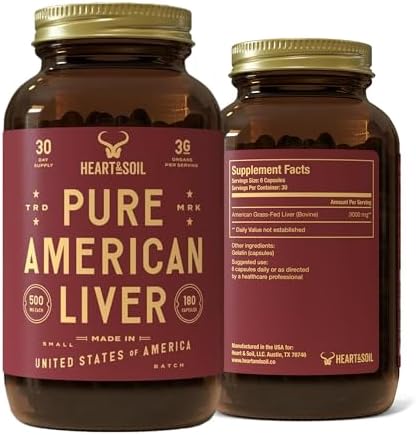 HEART & SOIL Beef Organs Supplement, 180 Capsules