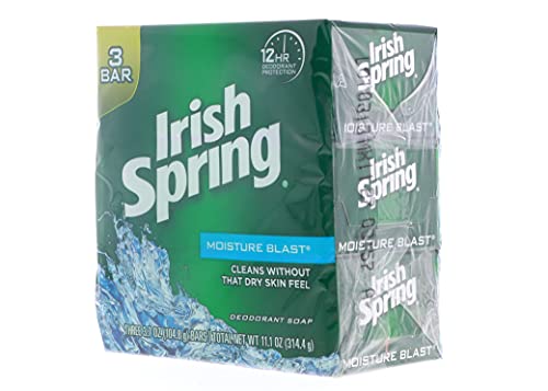 Irish Spring Deodorant Soap, Moisture Blast, 3.7 Ounce (Pack of 3)