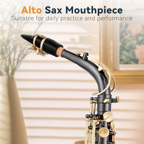 EASTROCK Alto Saxophone Mouthpiece Kit with Cap, Durable ABS Sax Mouthpiece for Alto Sax, Easy-Blowing Design for Beginners Students and Practice