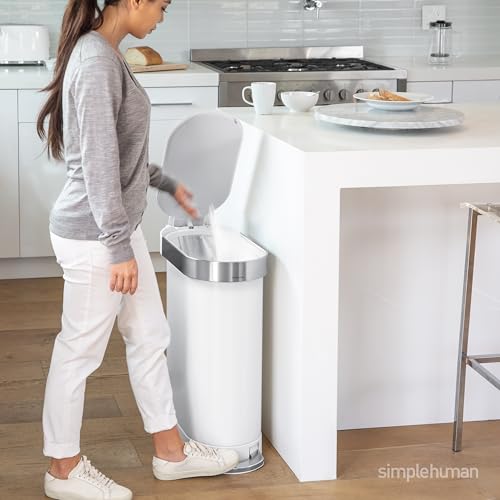 simplehuman 45 Liter / 12 Gallon Slim Hands-Free Kitchen Step Trash Can, Brushed Stainless Steel