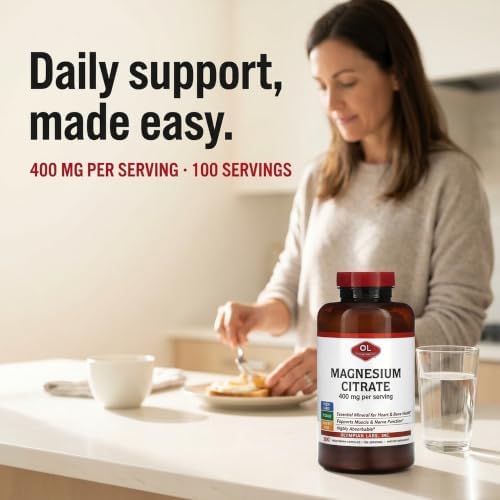 Olympian Labs Magnesium Citrate 400mg - 300 Capsules - Easy Absorbable, Supporting Healthy Bones, Healthy Heart and Calcium Absorption