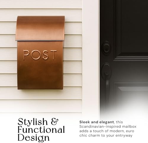 NACH Mailboxes for Outside Wall Mount, 15 x 10 x 4 inches, Red Wall Mounted Mailbox and Newspaper Holder, Waterproof Mailbox for Door - The Milano Mailbox