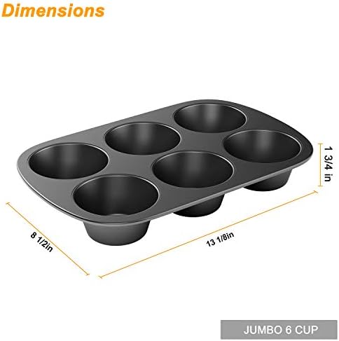 Tiawudi 3 Pack Nonstick Muffin Pan, Carbon Steel Cupcake Pan, Easy to Clean and Perfect for Making Muffins or Cupcakes, 6 Cup Jumbo