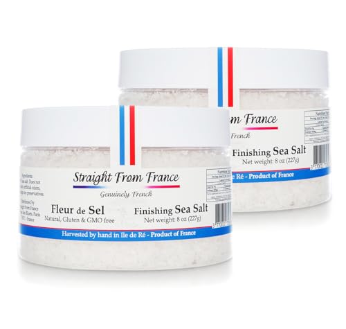 Straight from France Genuinely French Fleur De Sel Flaky Sea Salt | Finishing salt rich in minerals & electrolytes, flaky sea salt for baking and seasoning dishes, hand harvested, 1.5oz jar
