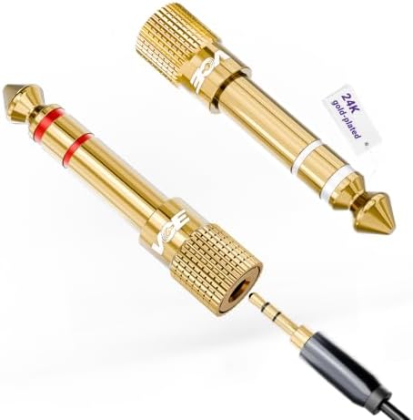 VCE 3.5mm to 1/4 Adapter Stereo Headphone Adapter, 24K Gold-Plated, 2-Pack | Seamless Audio Connection, Premium Sound Fidelity, Secure TRS Connection for Aux Cable, Guitar Amplifier, Headphone