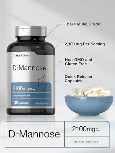Horbäach D-Mannose Supplement 2100mg | 120 Capsules | Pills For Women and Men | Non-GMO & Gluten Free