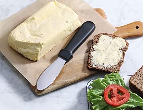 New Star Foodservice Plastic Handle Stainless Steel Butter Spreader, 8.75-Inch, Black, Set of 4