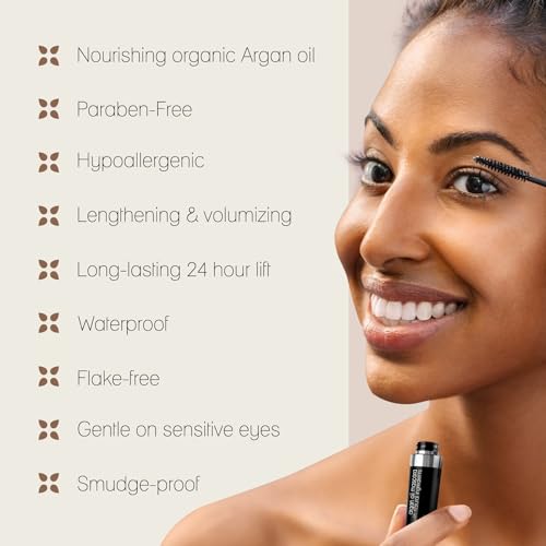Poppy Austin Organic Mascara Black, Hypoallergenic, Waterproof, 0.31 Fl Oz