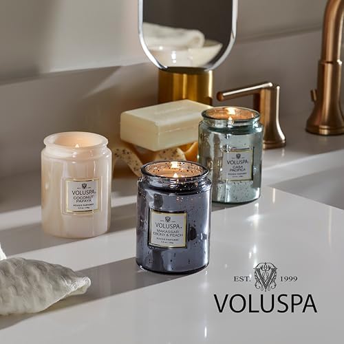 Voluspa Milk Rose, Large Candle Jar, 18 Ounce, 100 Hour Burn Time, Coconut Wax for Clean Burning, Handcrafted in the USA