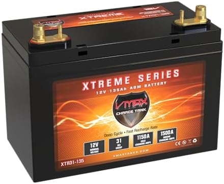 VMAX XTR31-135 Golf Cart and marine 1500MCA AGM Group 31 Deep Cycle Battery 12V 135Ah