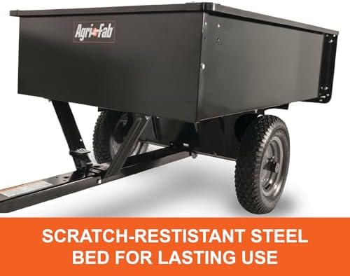 Agri-Fab Steel Utility Lawn and Garden Dump Cart for Riding Lawn Mowers, 750 lb Capacity with 12 Cu Ft Steel Bed and Pneumatic Tires