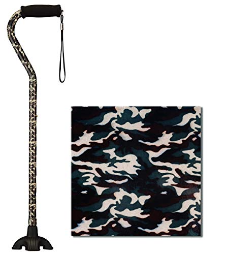 Nova Joy Designer Offset Quad Cane for Seniors - Unisex Adjustable Lightweight Walking Aid with Foam Handle, Wrist Strap and Anti-Rattle Lock - Essential Mobility Support - Maui Flowers