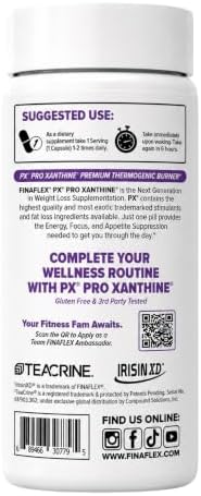 FINAFLEX PX PRO Xanthine - 60 Capsules - Thermogenic - Promotes Energy, Focus & Appetite Suppression - With Caffeine & TeaCrine - 60 Servings