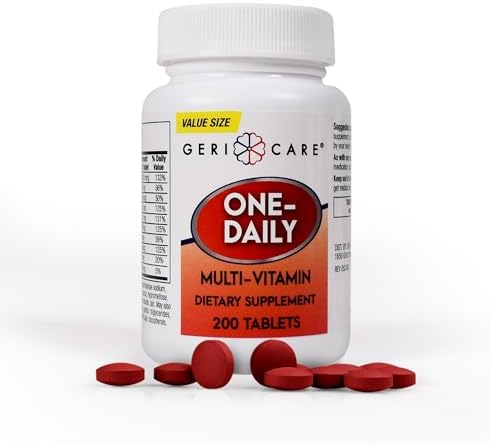 GeriCare One-Daily Multi-Vitamin Tablet, 100 Count Adult Multivitamin Supplement | Easy-to-Take Dietary Supplement with Vitamins A, C, D3, B, Calcium| Vitamin & Mineral Complex (2 Pack)