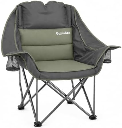 OUTSIDER Oversized Padded Folding Camping Chair | Heavy Duty Padded Outdoor Chair with 400 Lbs Weight Capacity for Camping, Lawn, Balcony, Patio.