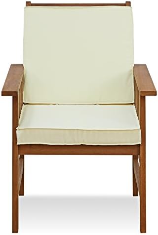 Furinno TIOMAN Patio Chair, Mediterranean Outdoor Lawn Chair, Armchair with Cushion, for Patio, Garden, Porch, Natural