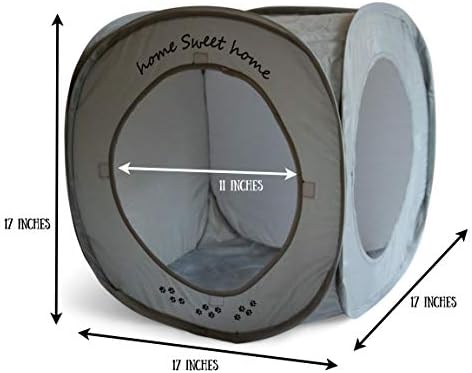 Home Sweet Home Pop Up Cat Cube. A Collapsible Indoor Cat House. Covered Pet Bed Hideaway Cave for Dogs and Other Pets Too. (Pop Up Cube- Gray)