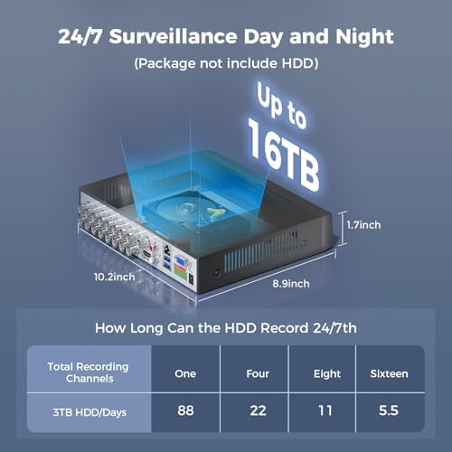 Hiseeu 4K 8 Channel DVR Security Digital Video Recorder | Advanced 8MP DVR with Person/Vehicle Detection for CCTV Camera,AHD/TVI/CVI/CVBS/IPC,No Monthly Fee,No Hard Drive