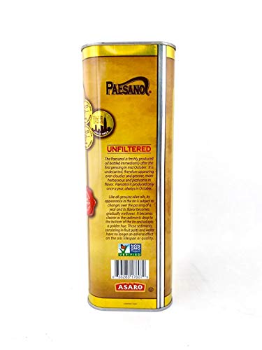 Paesanol Extra Virgin Olive Oil, Unfiltered, 33.8 Fl Oz (1L) | High Polyphenol, Premium First Cold Pressed, Hand Picked, Early Harvest in Sicily, Award Winning Italian EVOO