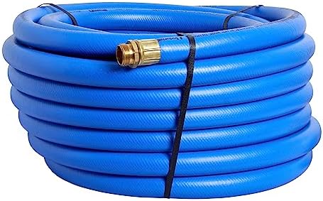 UltraMax Commercial Garden Water Hose 50 ft, Lightweight, Flexible, Anti-Kink, All Weather, 1200 psi, H75-050B, 3/4 Inch x 50 ft, Blue