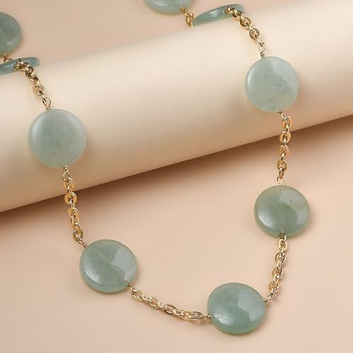 Beaded Necklace 24-26 Inches in ION Plated Gold Stainless Steel