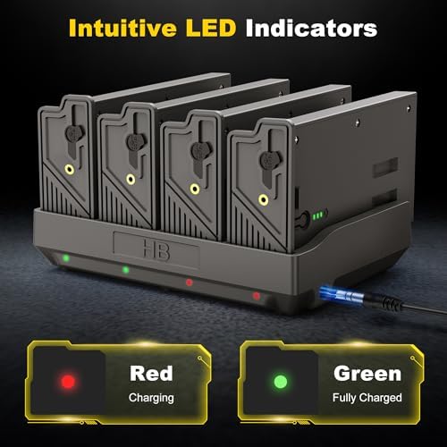 4-Pack Rechargeable Battery & Charging Station for Tactacam Reveal | Lipo Lithium, 4‑port charging, LED power meter, solar ready