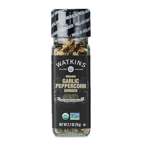 Watkins Organic Grinder, Garlic Peppercorn, 2.7 Ounce, 3-Pack