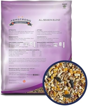 Armstrong Wild Bird Food All Season Bird Seed Blend, 40 Pounds - with Cut Corn, Wheat, White & Red Millet, Black Oil Sunflower Seeds for Blue Jays