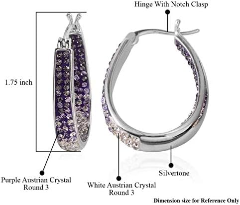 Shop LC Crystals Inside Out Hoop Hoops Earrings Platinum Plated Fashion Jewelry Unique Birthday Gifts for Women