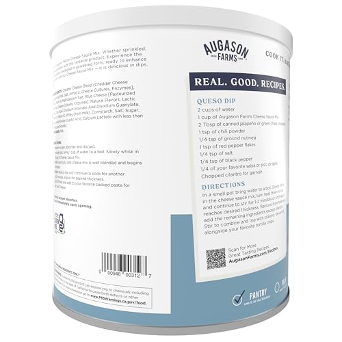 Augason Farms Cheese Sauce Mix Can | Emergency Food Supply, 87 Servings, 10 Year Shelf Life, Shelf Stable Cheddar Cheese Powder Canned Food