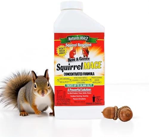 Nature's Mace Squirrel Mace Repellent 40 oz Spray | Squirrel and Chipmunk Repellent, Keep Squirrels Out of Your Garden, Attic, Bird Feeders, Fruit Trees, Plants, Potted Plants.