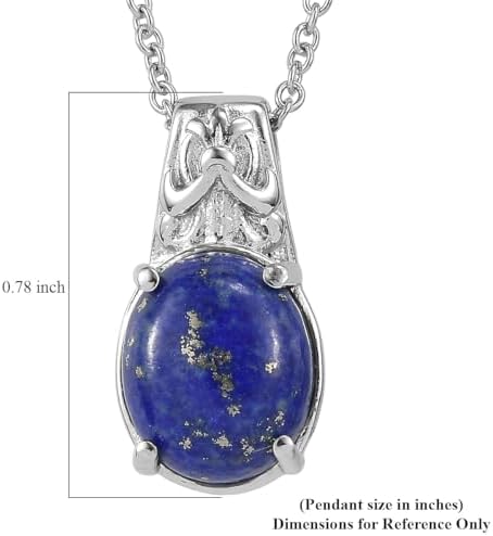 Lapis Lazuli 6.10 ctw Pendant Necklace in Stainless Steel 20 Inches