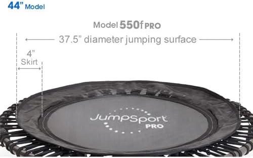 JumpSport 550 Workout Rebounder for Adults, 44" | PRO CE | Mini Exercise Fitness Trampoline Jumper with Cables | Black