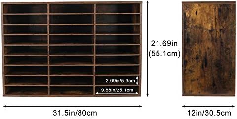 TQVAI Wood Literature Organizer, 27 Slots Hold 13500 Sheets A4 Papers, Wooden Desk File Paper Storage Organizer with Adjustable Shelves