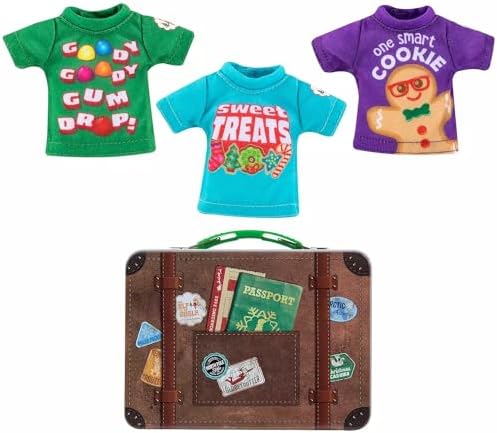 The Elf on the Shelf Claus Couture Suitcase Duo: Sweet Treats Pack and Christmas T-Shirt Party Pack